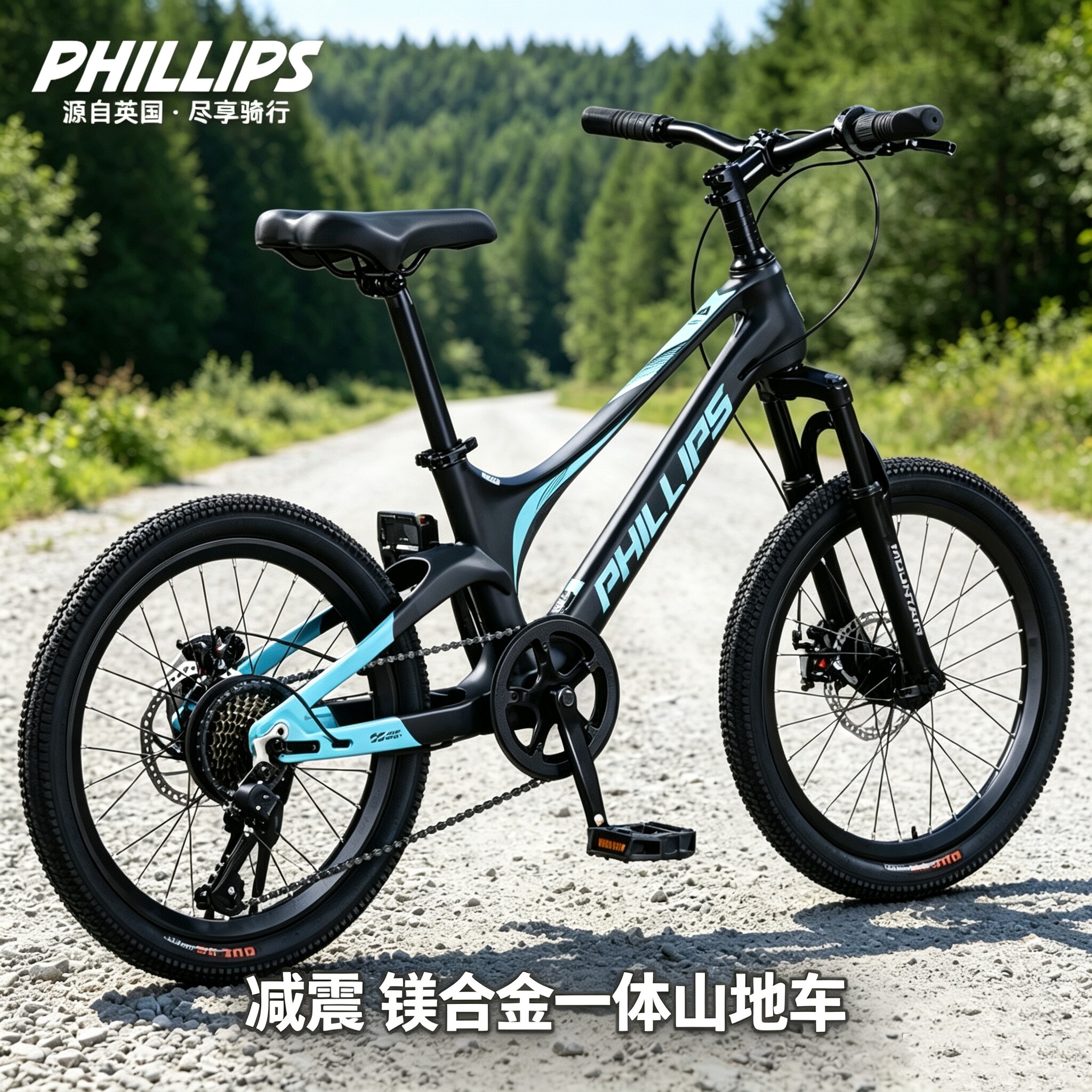 菲利普山地儿童减震碟刹自行车