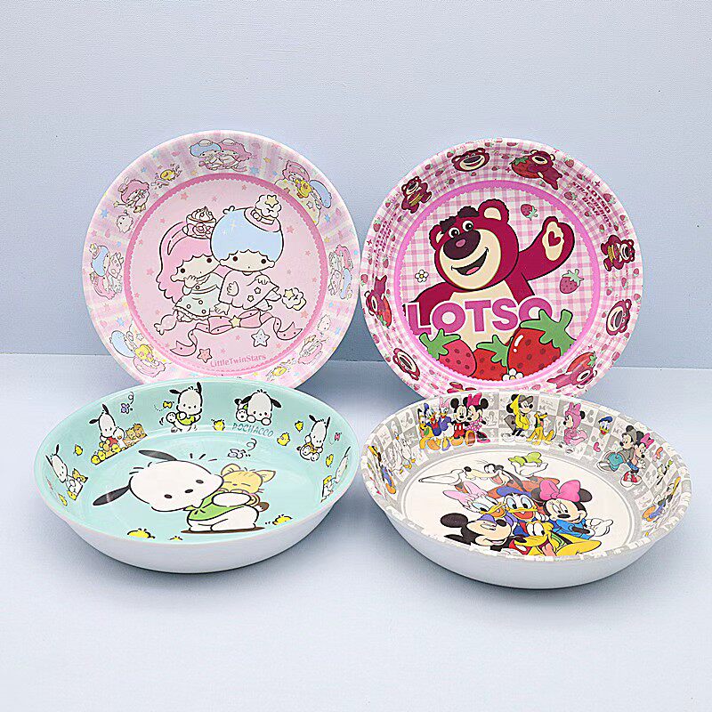儿童卡通果盘坚果盘大盘子可爱家用菜盘凉菜盘糖果零食密胺8寸盘