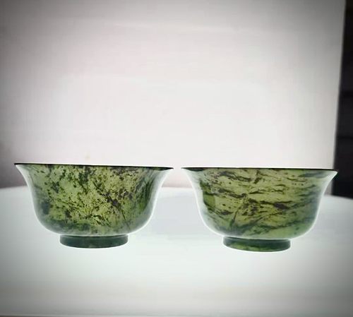 酒泉夜光杯特大号茶碗杯甘肃特产鸳鸯玉茶具酒具蛇纹玉厂直销包邮