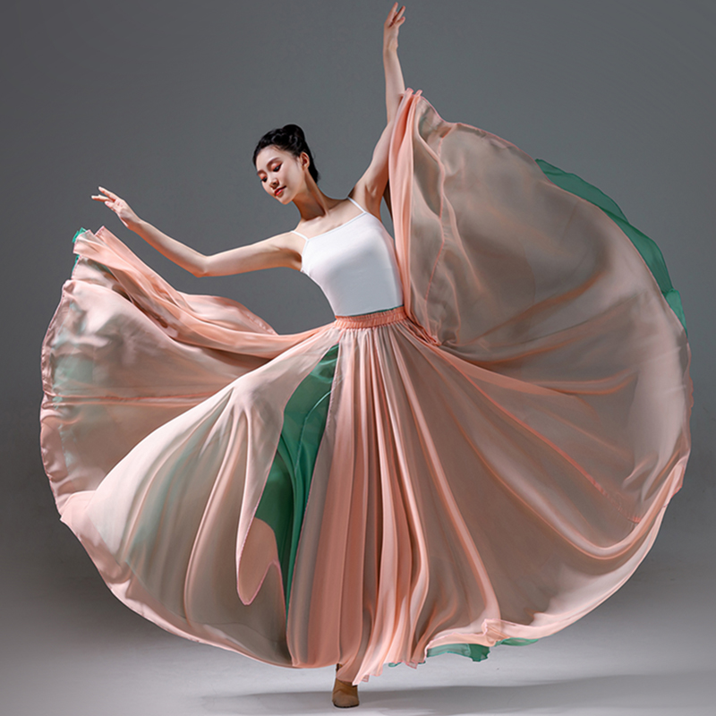 大摆裙720度双层两面天丝