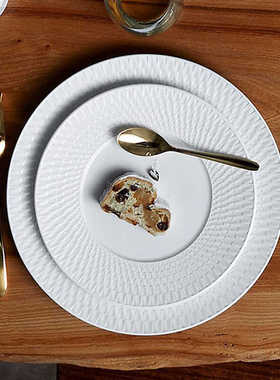 法国Bernardaud柏图浮雕陶瓷西餐盘牛排平盘点心甜品水果菜盘餐具