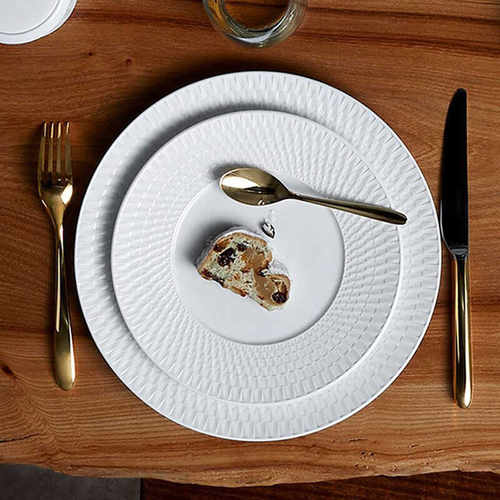 欧式简约浮雕陶瓷西餐盘