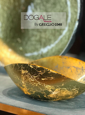 意大利Dogale Venezia玻璃水果盘家用奢华金果碗欧式糖果碗大号