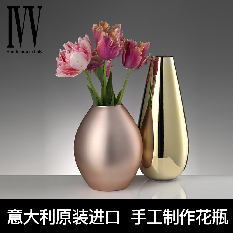 意大利ivv玻璃花瓶摆件干花装饰品餐桌电视柜鲜花瓶轻奢家居北欧