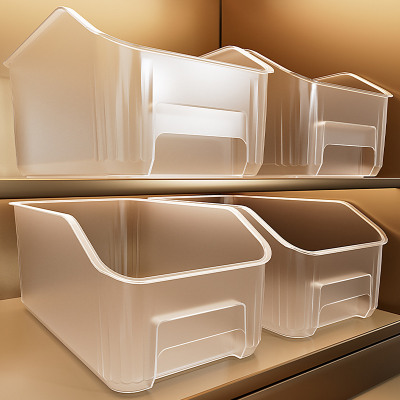 橱柜收纳盒抽屉式桌面零食储物塑料筐长方形家用小杂物整理置物架