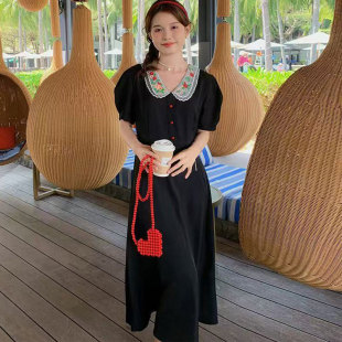 漂亮刺绣领子 娃娃领连衣裙9030LYQ