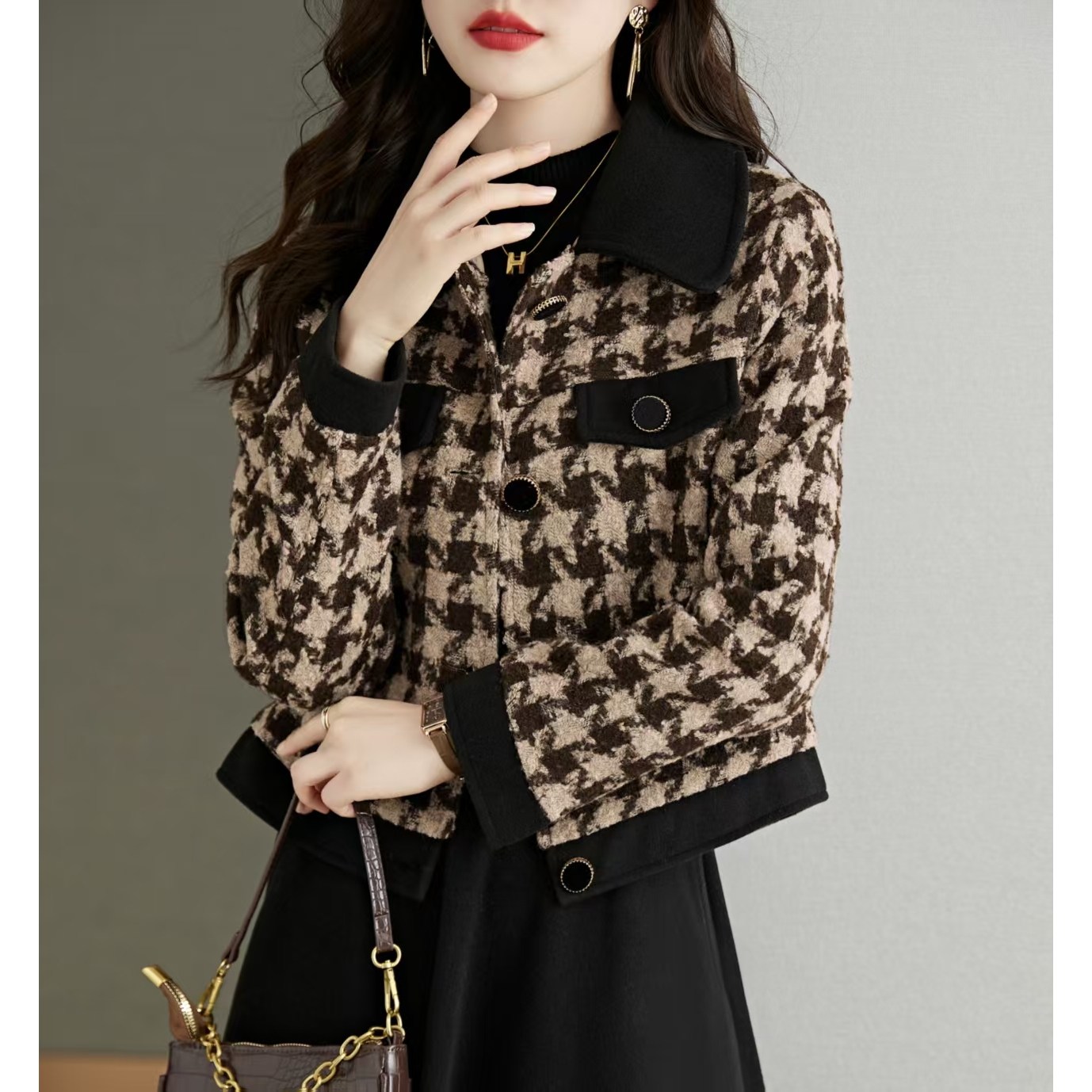 秋冬气质小香格子外套9503WT