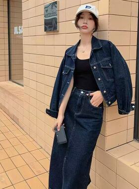 牛仔外套+半身裙 英姿飒爽出你去春秋装两件套T188TZ