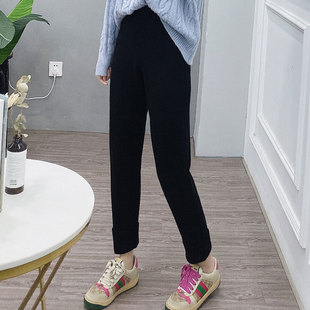 网红小个子毛线哈伦裤 子新款 6525 女显瘦百搭裤 酷伽秋冬针织裤