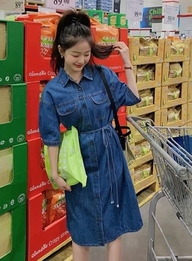 新品经典收腰牛仔连衣裙M77LYQ