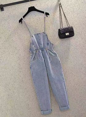 经典淡蓝学院风小姐姐气质牛仔背带裤 8832KZ