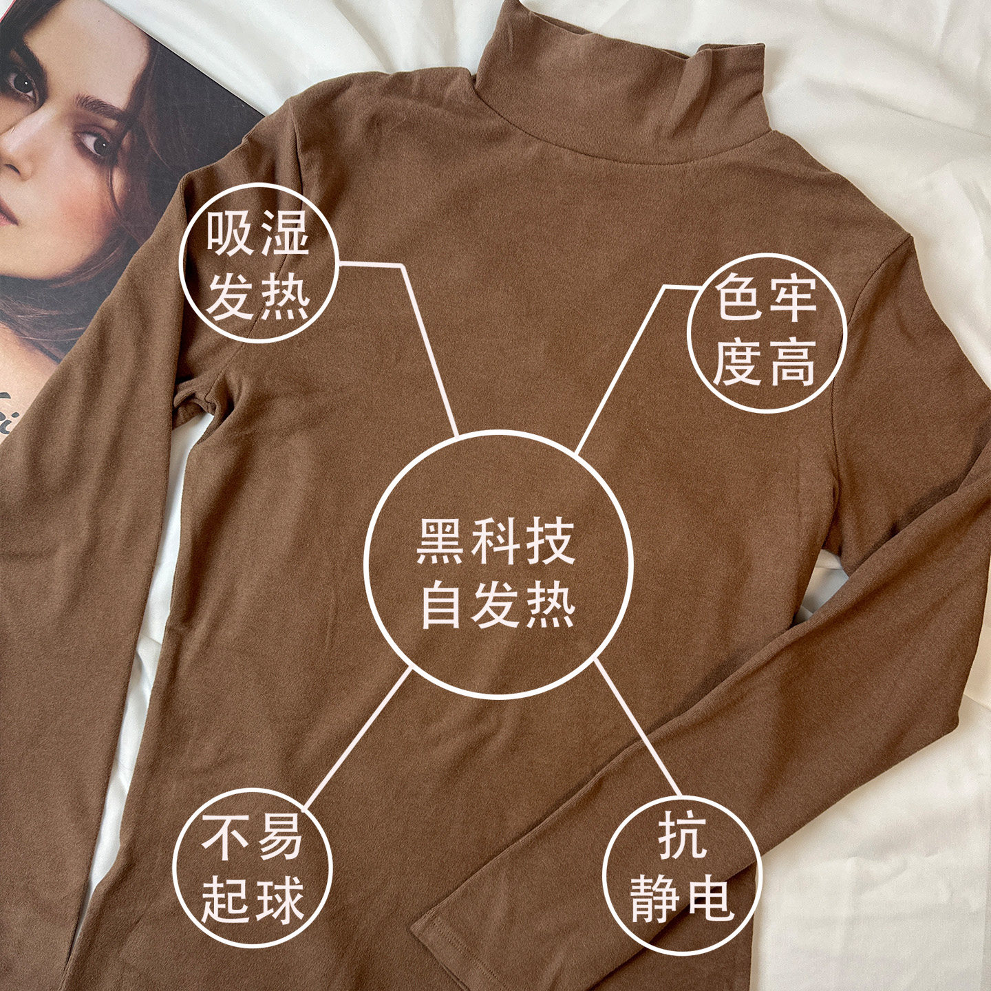 羊毛打底衫秋冬厚款保暖内衣女高领半高领女士加绒特价清仓款25年