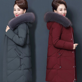 中老年棉衣女中长款加肥加大妈妈羽绒棉服40岁50中年棉袄冬装外套