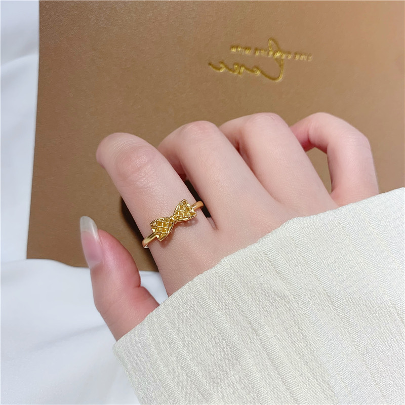 小红书同款镂空蝴蝶结戒指女