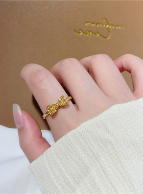 小红书同款镂空蝴蝶结戒指女