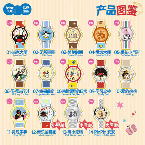 首批正版pingu手表盲盒PinPin无奇的一天潮玩周边腕表