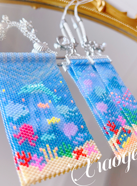 diy串珠材料包手工日本miyuki古董珠手工挂画手机链海底世界 水母