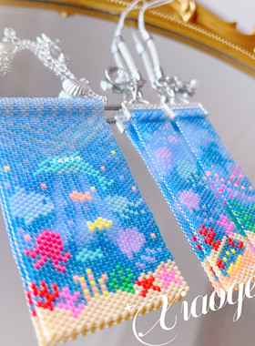 diy串珠材料包手工日本miyuki古董珠手工挂画手机链海底世界 水母