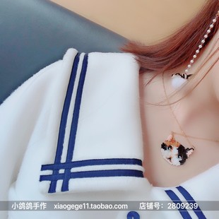 DIY手工三花猫咪猫头手工玻璃串珠材料包日本miyuki古董珠绣视频