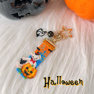 diy串珠材料包手工日本miyuki古董珠手工挂画手机链万圣节南瓜熊