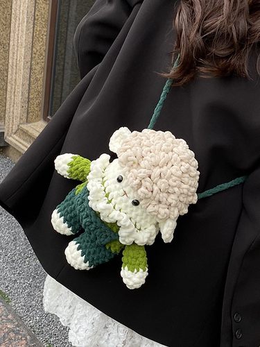 成品毛绒卡通玩偶包斜挎包可爱小羊手机包送女生礼物毛线编织包包