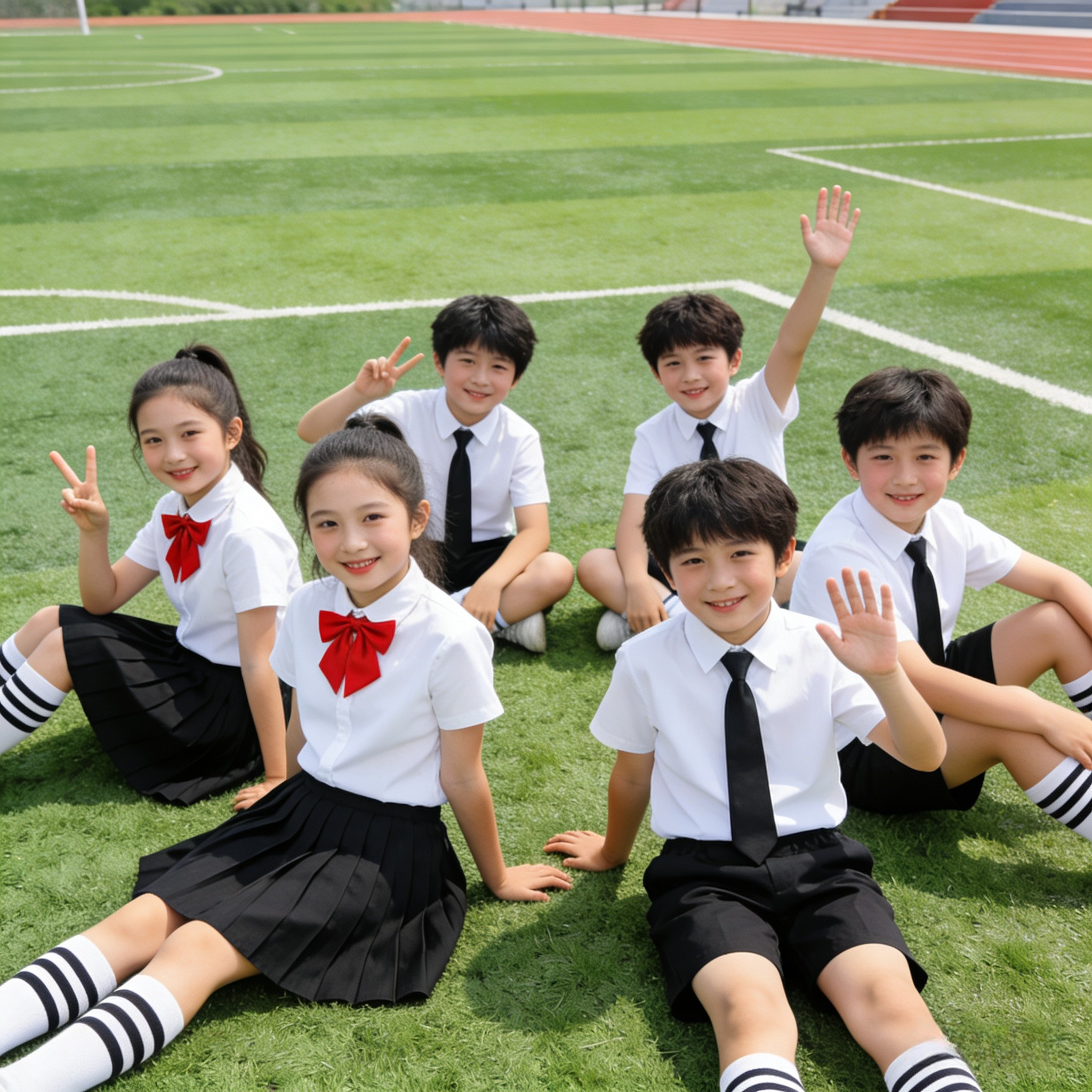 六一儿童节学生表演服套装男童短袖衬衫女童白色衬衫校服夏装短袖