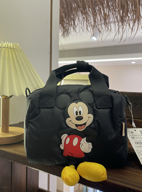 黑色保龄球斜挎手提包童包迪士ni米老shu卡通图案手机包妈咪包