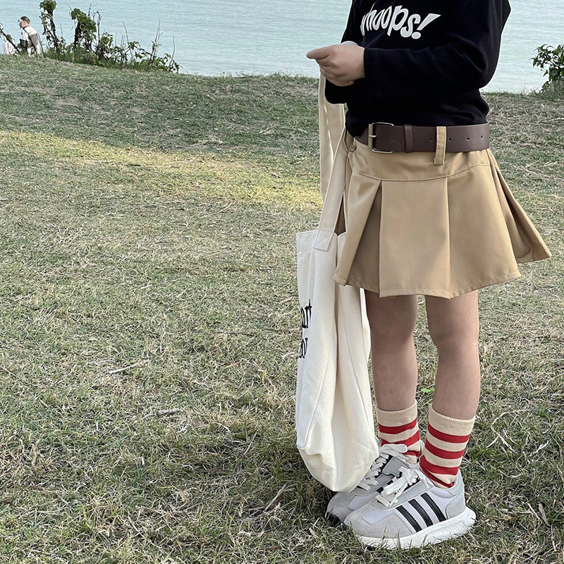 女童半身裙甜酷美式学院风百褶裙