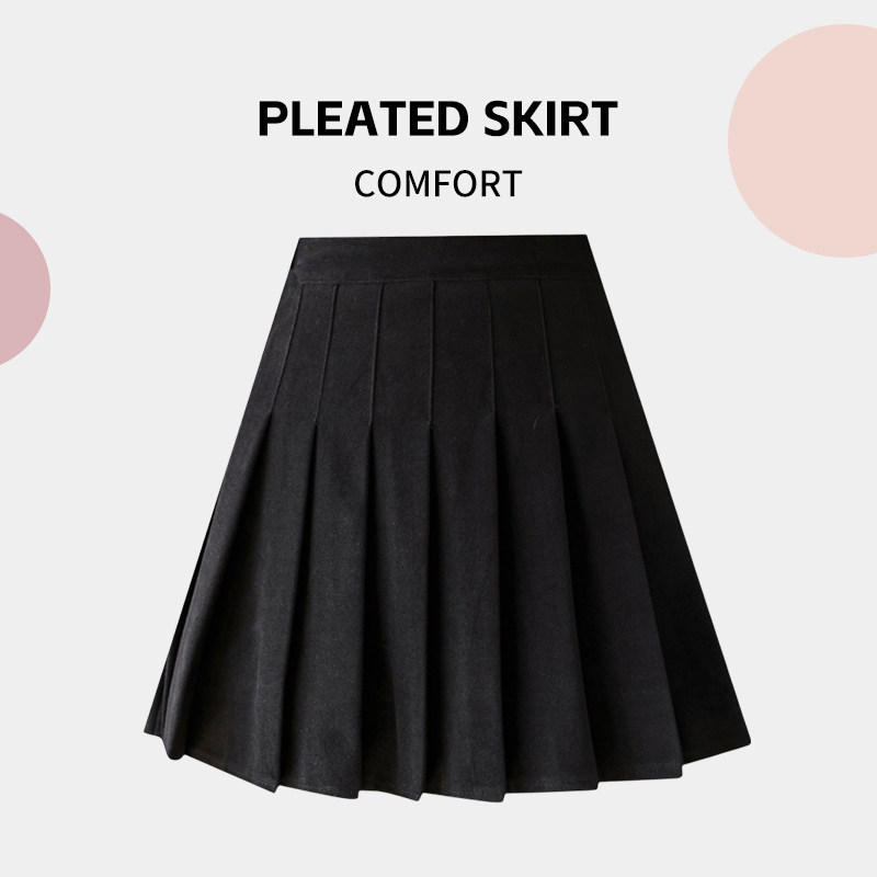 女童半身裙秋冬季毛呢短裙加厚儿童装百褶裙子宝宝黑色大童A字裙