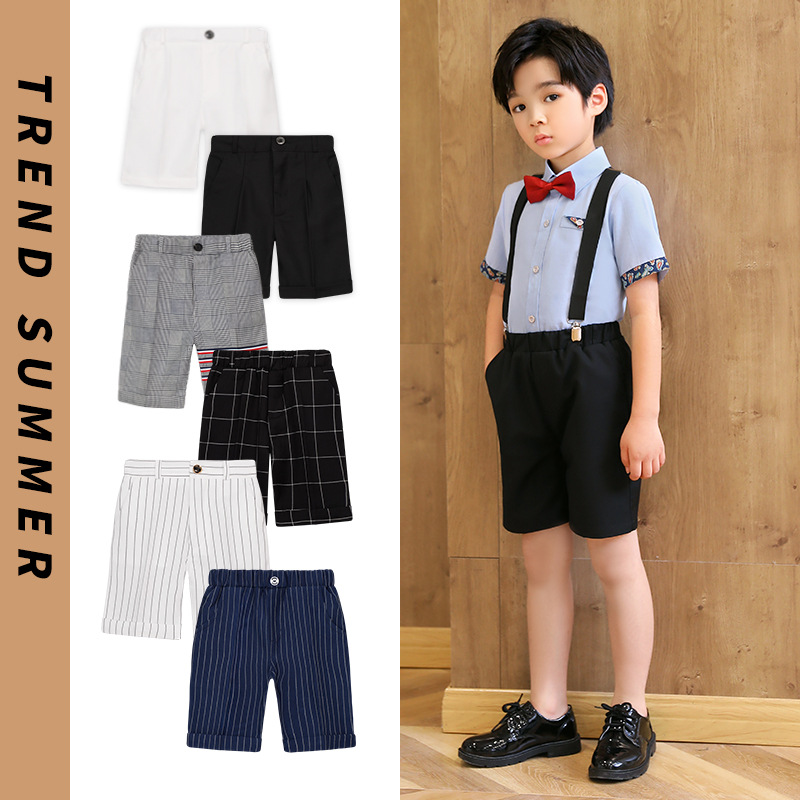 校服裤男童夏季短裤子黑色西装裤表演出中小学生五分休闲裤学院风