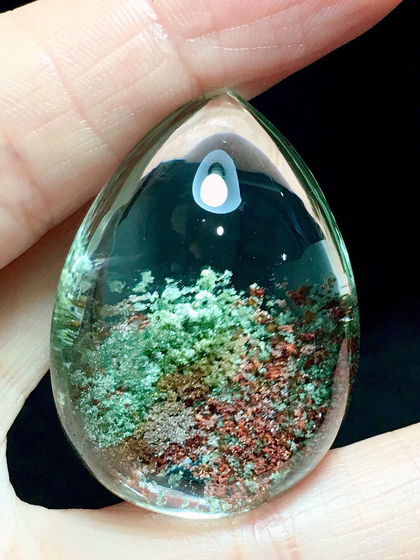 天然绿幽灵水滴原石吊坠颈饰