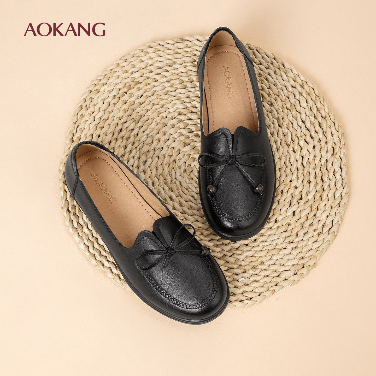 奥康女鞋2026年春季新款真皮休闲妈妈鞋舒适不累脚皮鞋百搭乐福鞋,女鞋,浅口单鞋,淘宝优惠券,粉丝福利购,淘宝优惠卷