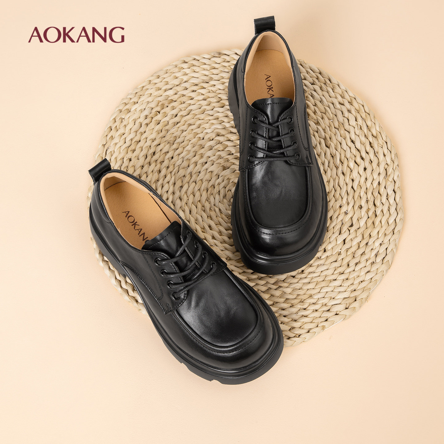 奥康女鞋2026年春季新款真皮软底乐福鞋时尚通勤单鞋厚底增高皮鞋,女鞋,乐福鞋（豆豆鞋）,淘宝优惠券,粉丝福利购,淘宝优惠卷