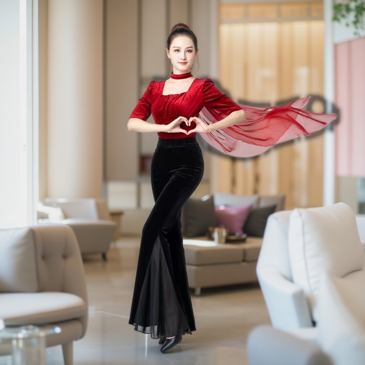 金丝绒形体服上衣成人导师舞蹈服
