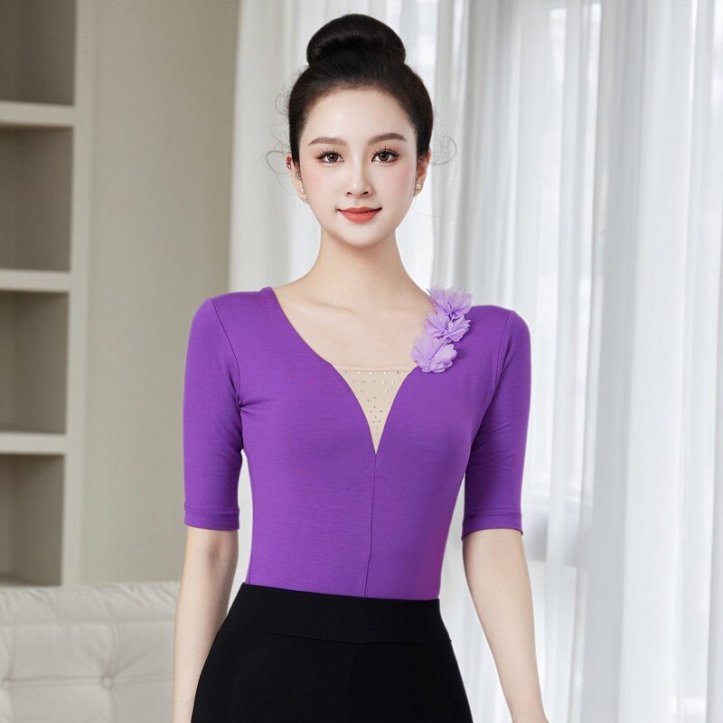 形体服上衣中袖成人导师舞蹈服图片