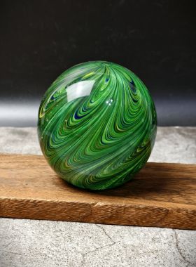 琉璃圆球孔雀羽毛摆件工艺品玄关电视柜茶几书房摆设设计装饰