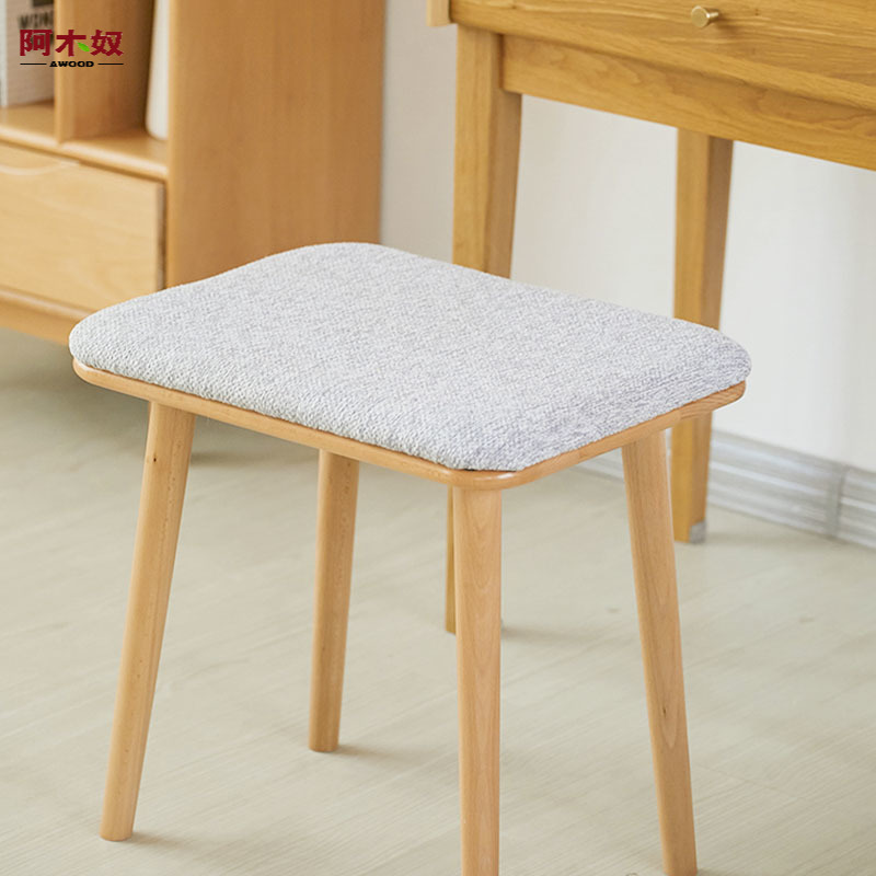 北欧实木化妆凳现代简约家用书桌凳卧室梳妆凳子外贸出口家具样品