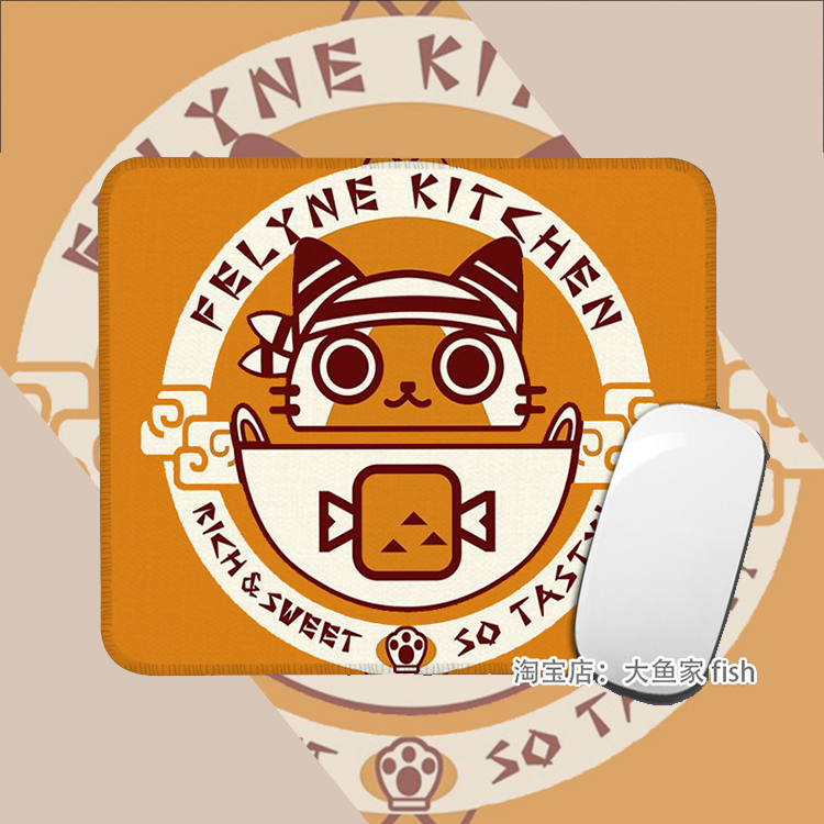 怪物猎人 艾露猫周边 鼠标垫小号办公桌桌垫 锁边鼠标垫 硅胶防滑