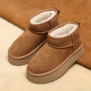 雪地靴女厚底2025新款冬季雪地鞋防水棉鞋加绒保暖加厚短筒面包鞋