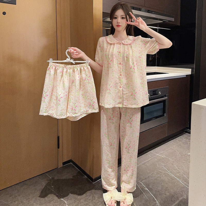 馨嫔女夏云朵棉印花短袖短裤睡衣