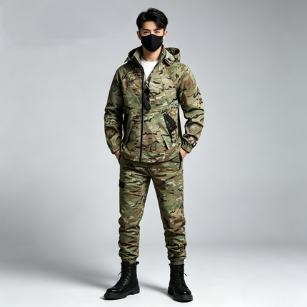 迷彩风作训套装男四季耐磨劳保服工装风迷彩外套军训百搭户外定制