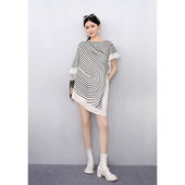 条纹上衣洋气时尚 宽松大码 舒适优雅潮 女衬衫 小众设计感2026春新款