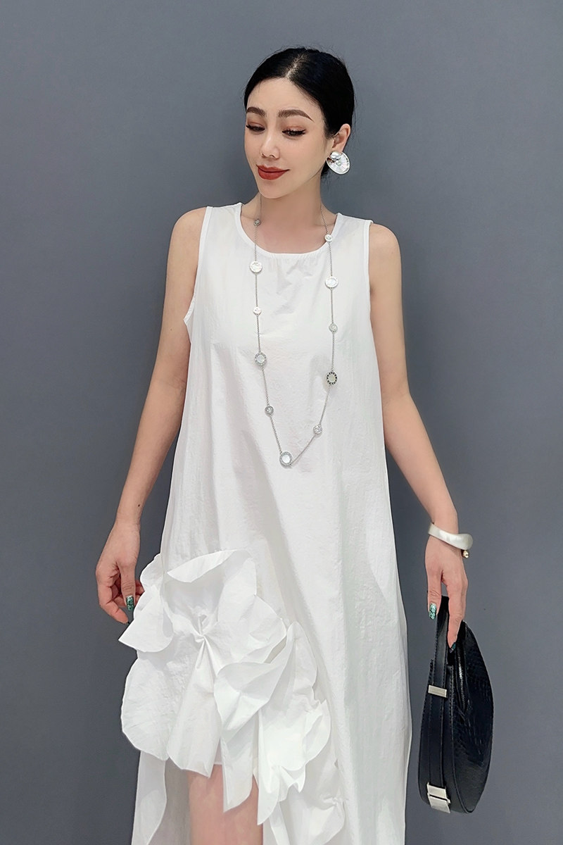 2025秋季新款时尚气质收腰显瘦连衣裙女法式气质无袖不规则中长裙,女装/女士精品,连衣裙,淘宝优惠券,粉丝福利购,淘宝优惠卷