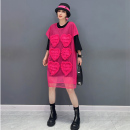 宽松遮肉时尚 2025秋季 心型连衣裙套装 长T恤网纱裙二件短袖 女 新款