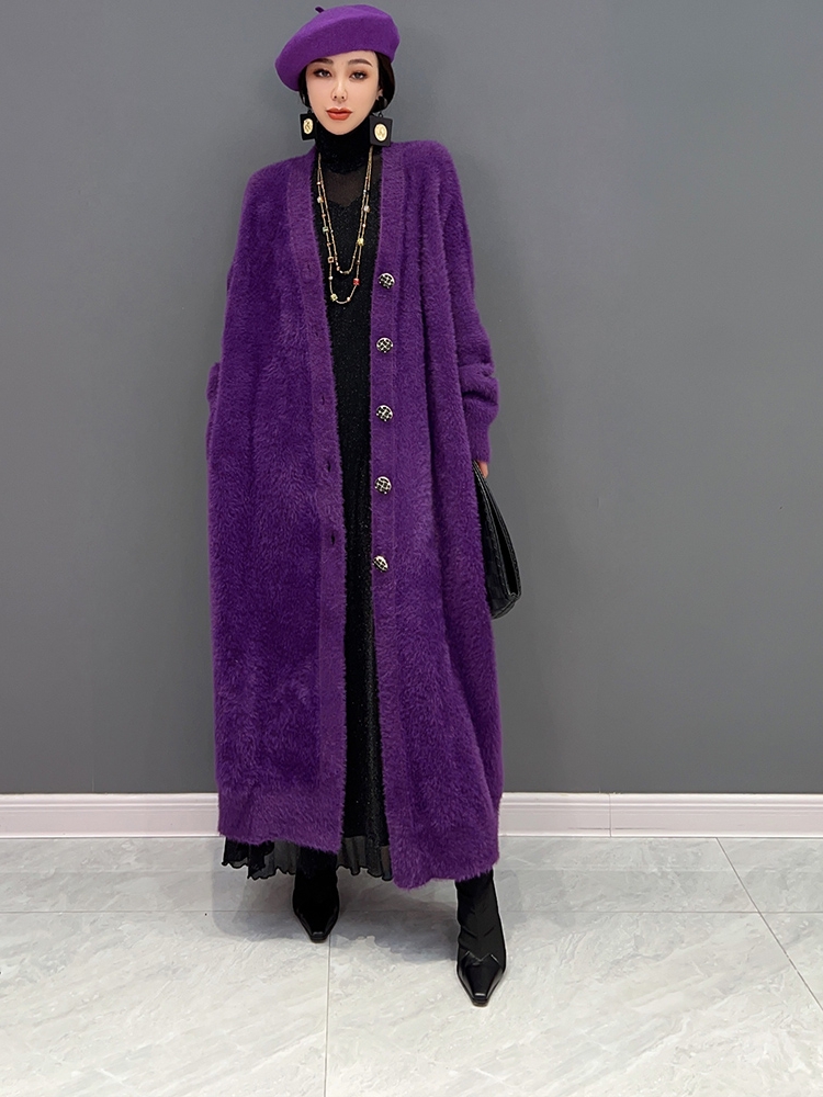 2025 秋季新款韩版气质水貂绒毛针织开衫休闲显瘦女