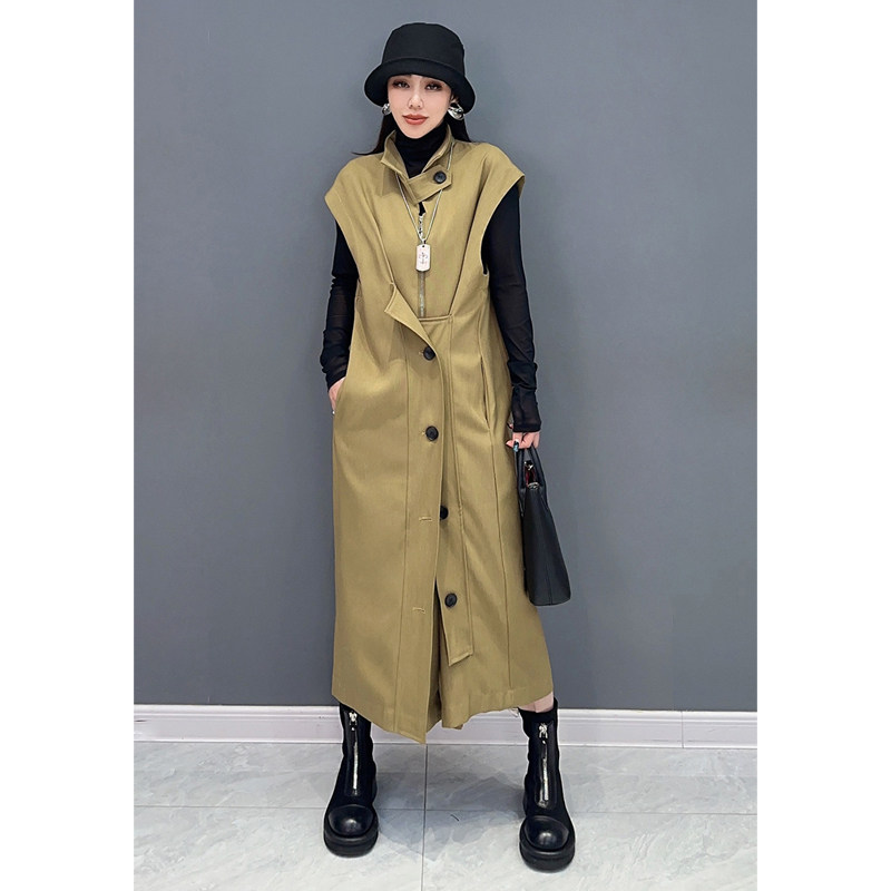 2025 秋季新款长马甲无袖立领拉链长款外套百搭优雅通勤休闲女装,女装/女士精品,马夹,淘宝优惠券,粉丝福利购,淘宝优惠卷