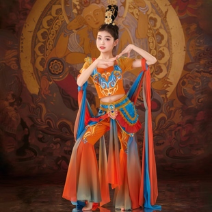 儿童新款敦煌飞天乐鼓舞蹈服古典舞飘逸仙女服反弹琵琶女童演出服
