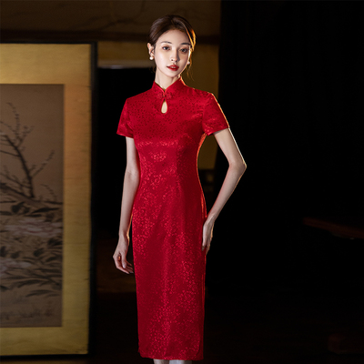 红色高考送考气质旗袍2025新款夏