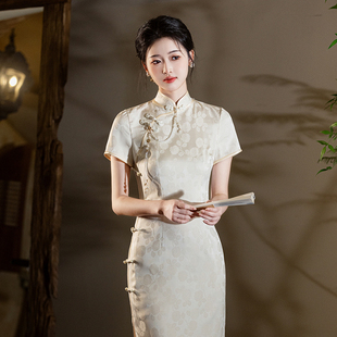 花样年华国风旗袍年少女复古温柔白色2025仙女纺改良气质高端修身