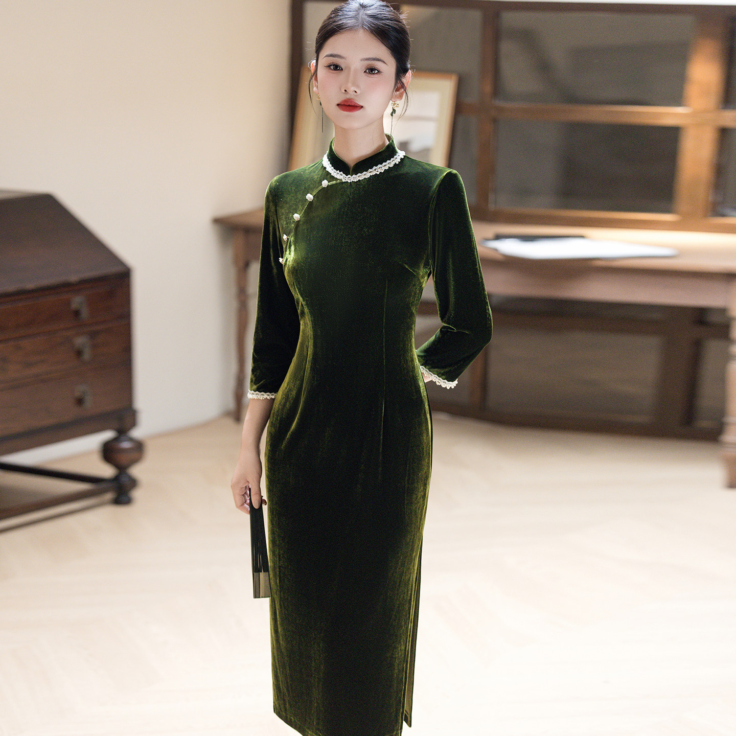 2025年秋冬旗袍长款国风修身